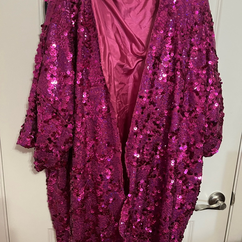 2xl custom made sequence pink duster
